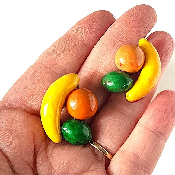 Vintage Runts candy fruit brooch & earrings - Picture 3 of 9